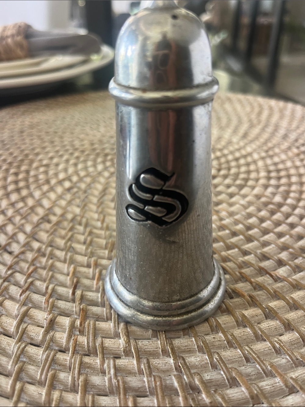 Vintage Wilton Armatale pewter "Plough Tavern"Lighthouse style salt shaker